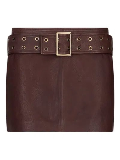 Liu •jo Leather Belt Mini Skirt In Burgundy