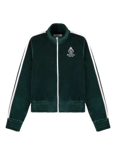 Sporty And Rich Zip-up Striped Sweater In Green