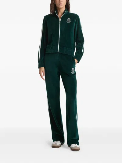 Sporty And Rich Zip-up Striped Sweater In Green