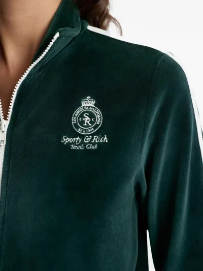 Sporty And Rich Zip-up Striped Sweater In Green