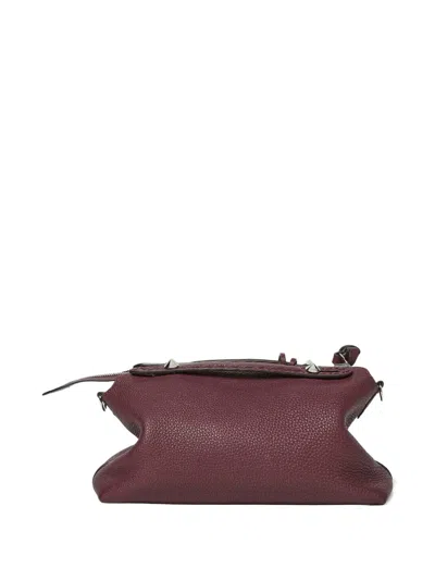 Fendi Leather Keyring Charm Tote Bag In Burgundy