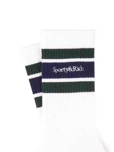 Sporty And Rich Striped Socks In White