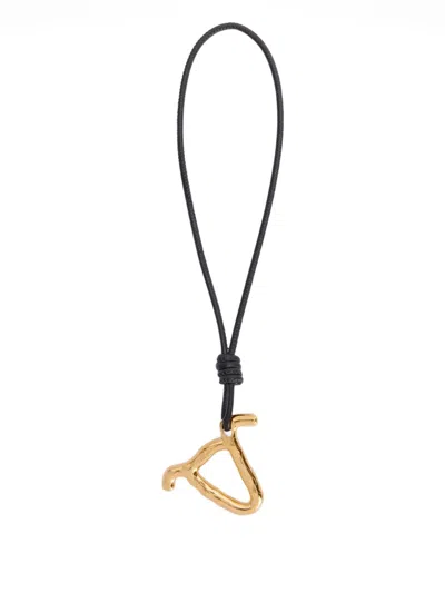 Jil Sander Zodiac Charm Leather Necklace In Black