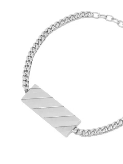 Off-white Diagonal Engraved Bracelet In Metallic