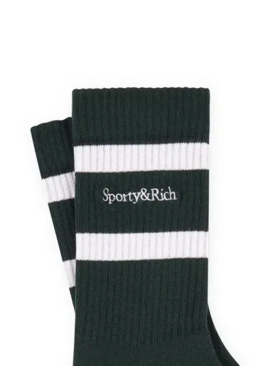 Sporty And Rich Striped Socks In Green