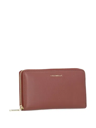 Coccinelle Metallic Soft Wallet In Burgundy