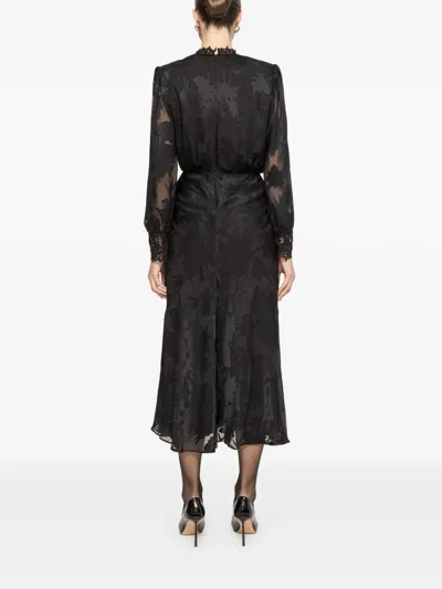 Nissa Lace-trim Midi Dress In Black