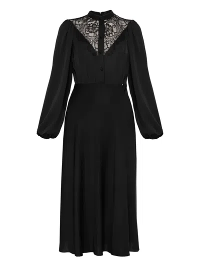 Nissa Lace-detail Midi Dress In Black