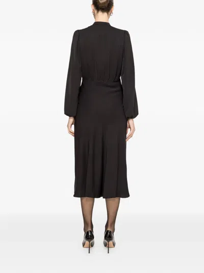 Nissa Lace-detail Midi Dress In Black