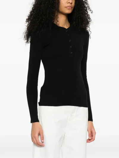 Nili Lotan Button-fastening Polo Top In Black
