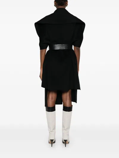 Elisabetta Franchi Mantle In Wool Fabric Double In Black