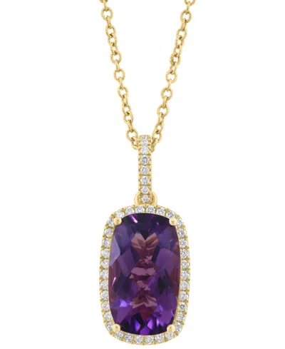 Effy Collection Diamond (1/6 Ct. T.w.) & Amethyst (2-3/4 Ct. T.w.) Pendant Necklace In 14k Rose Gold In Gold