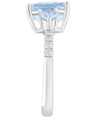 Effy Collection Diamond (1/10 Ct. T.w.) & Aquamarine (2-5/8 Ct. T.w.) Ring In 14k White Gold In Metallic