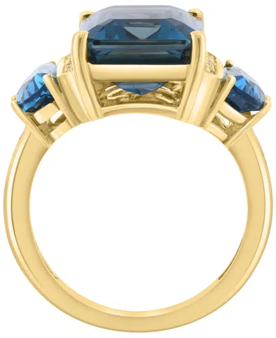 Effy Collection Diamond (1/4 Ct. T.w.) & London Blue Topaz (11 Ct. T.w.) Ring In 14k Yellow Gold In Blue