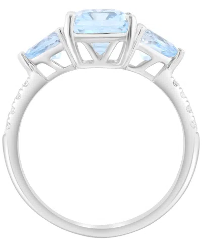 Effy Collection Diamond (1/10 Ct. T.w.) & Aquamarine (2-5/8 Ct. T.w.) Ring In 14k White Gold In Metallic