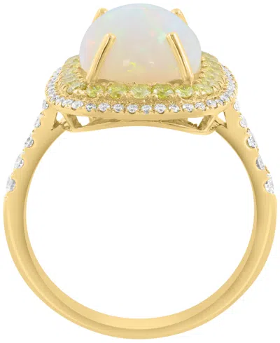 Effy Collection White Diamond (1/4 Ct. T.w.), Yellow Diamond (1/3 Ct. T.w.) & Opal (2-5/8 Ct. T.w.) Ring In 14k Yell In Gold