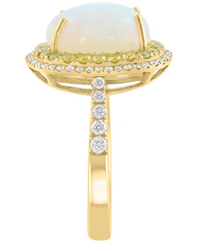 Effy Collection White Diamond (1/4 Ct. T.w.), Yellow Diamond (1/3 Ct. T.w.) & Opal (2-5/8 Ct. T.w.) Ring In 14k Yell In Gold