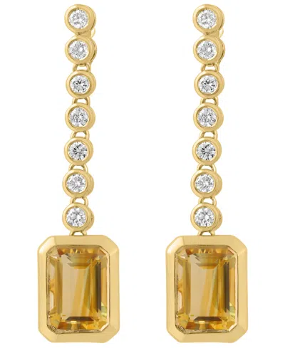 Effy Collection Diamond (1/4 Ct. T.w.) & Madeira Citrine (2-1/3 Ct. T.w.) Drop Earrings In 14k Yellow Gold In Gold
