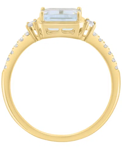 Effy Collection Diamond (1/5 Ct. T.w.) & Aquamarine (7/8 Ct. T.w.) Ring In 14k Yellow Gold In Gold