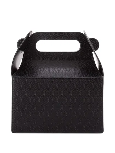 Pre-owned Saint Laurent Take-away Box Bag Monogram All Over Leather Satchel In Black