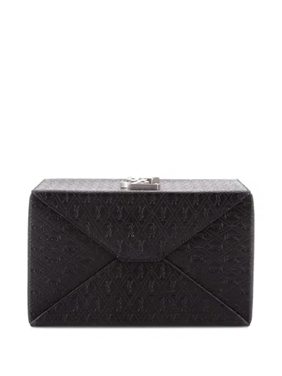 Pre-owned Saint Laurent Take-away Box Bag Monogram All Over Leather Satchel In Black