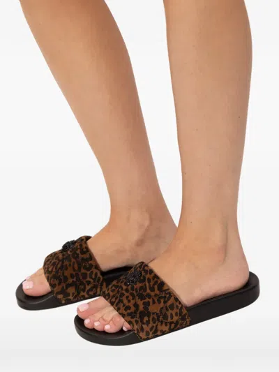 Kurt Geiger Meena Quilted-design Animal-print Sandals In Multi