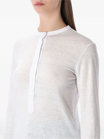 Isabel Marant Étoile Lucy Serafino Long Sleeve Sheer Top In White