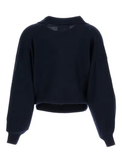 Lisa Yang Ribbed Polo Wool Sweater In Black