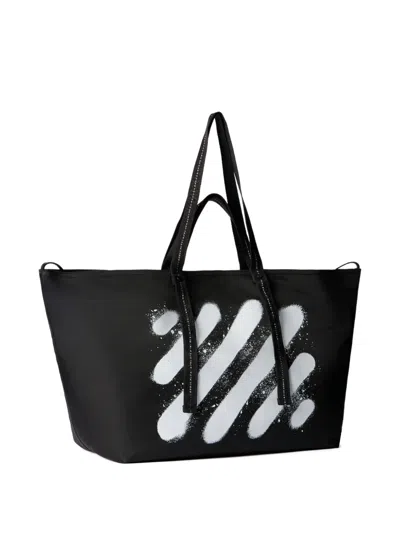 Off-white Diagonal Spray Day Off Tote Bag In Black