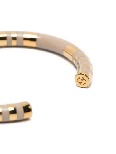 Aurelie Bidermann Positano Praline Striped Bracelet In Black