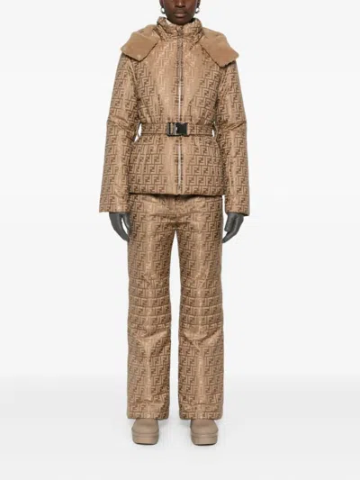 Fendi Ff-pattern Ski Pants In Brown