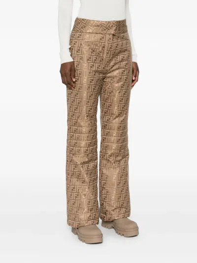 Fendi Ff-pattern Ski Pants In Brown