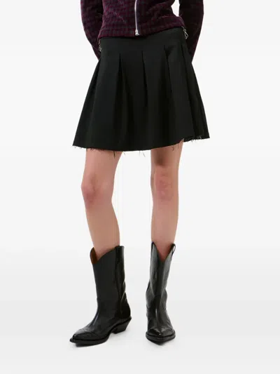 Our Legacy Object Frayed Pleated Skirt In Black