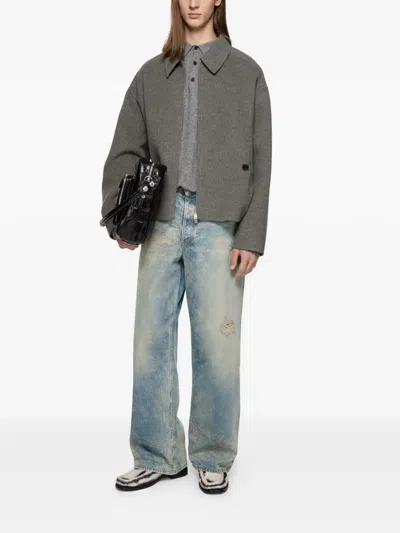 Acne Studios Zip-up Shirt Jacket In Gray