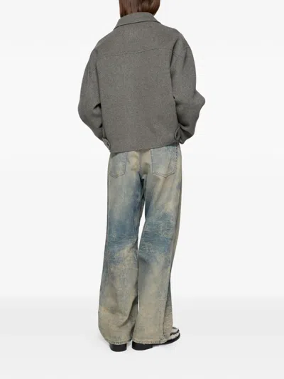 Acne Studios Zip-up Shirt Jacket In Gray
