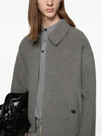 Acne Studios Zip-up Shirt Jacket In Gray