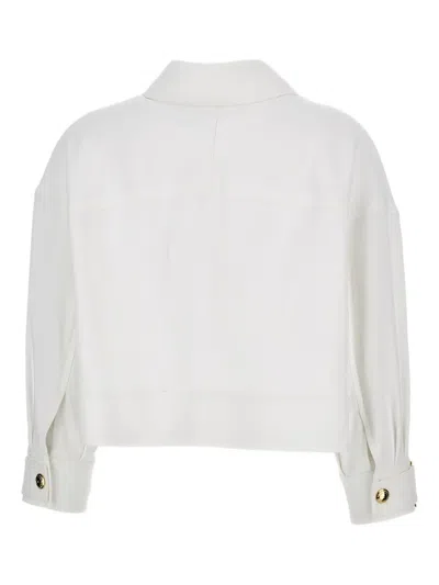 Elisabetta Franchi Cropped Blazer Jacket Collared Neck Pockets In White