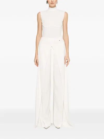 Nissa Layered Wide-leg Trousers In White