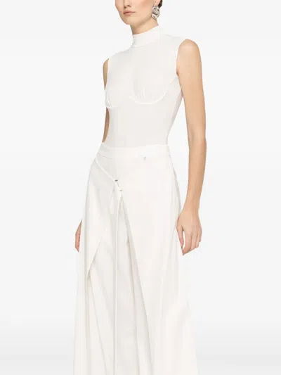 Nissa Layered Wide-leg Trousers In White