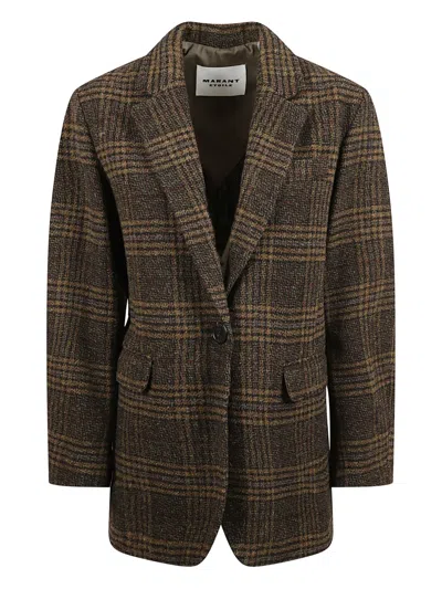 Isabel Marant Gesina Checked Single-button Blazer In Green