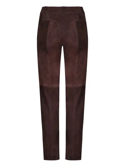 Johanna Ortiz Cartography Leather Trousers In Brown