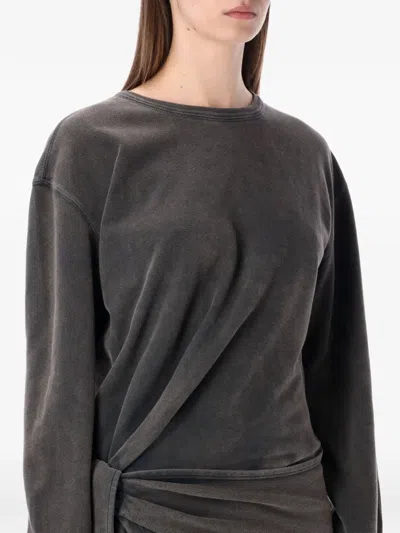 Isabel Marant Étoile Zae Fleece Dress Long Sleeve Asymmetric In Gray