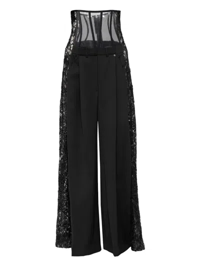 Nissa Tulle Lace Trousers In Black