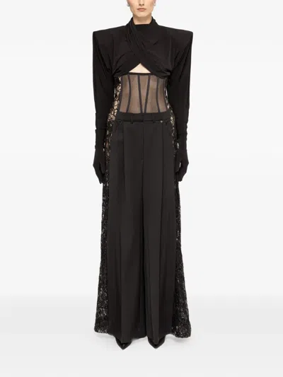 Nissa Tulle Lace Trousers In Black