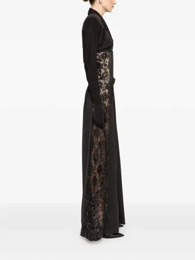 Nissa Tulle Lace Trousers In Black