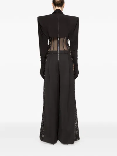 Nissa Tulle Lace Trousers In Black