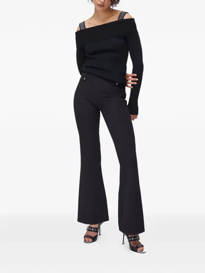 Liu •jo Off-the-shoulder Stud Sweater In Black