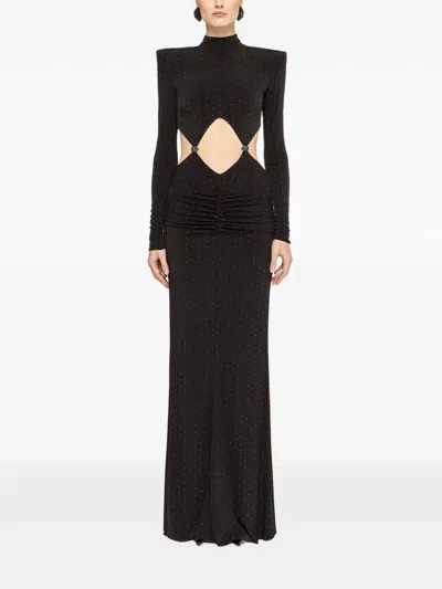 Nissa Rhinestone-embellished Cut-out Maxi Dress In Black