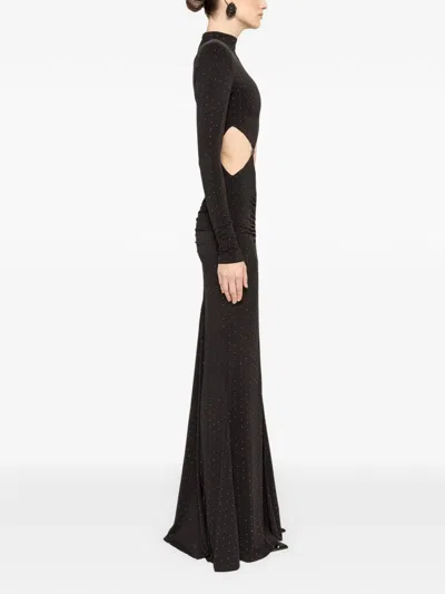 Nissa Rhinestone-embellished Cut-out Maxi Dress In Black