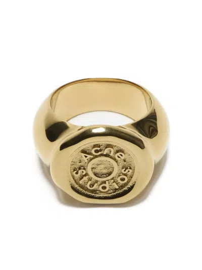 Acne Studios Logo Ring In Gold